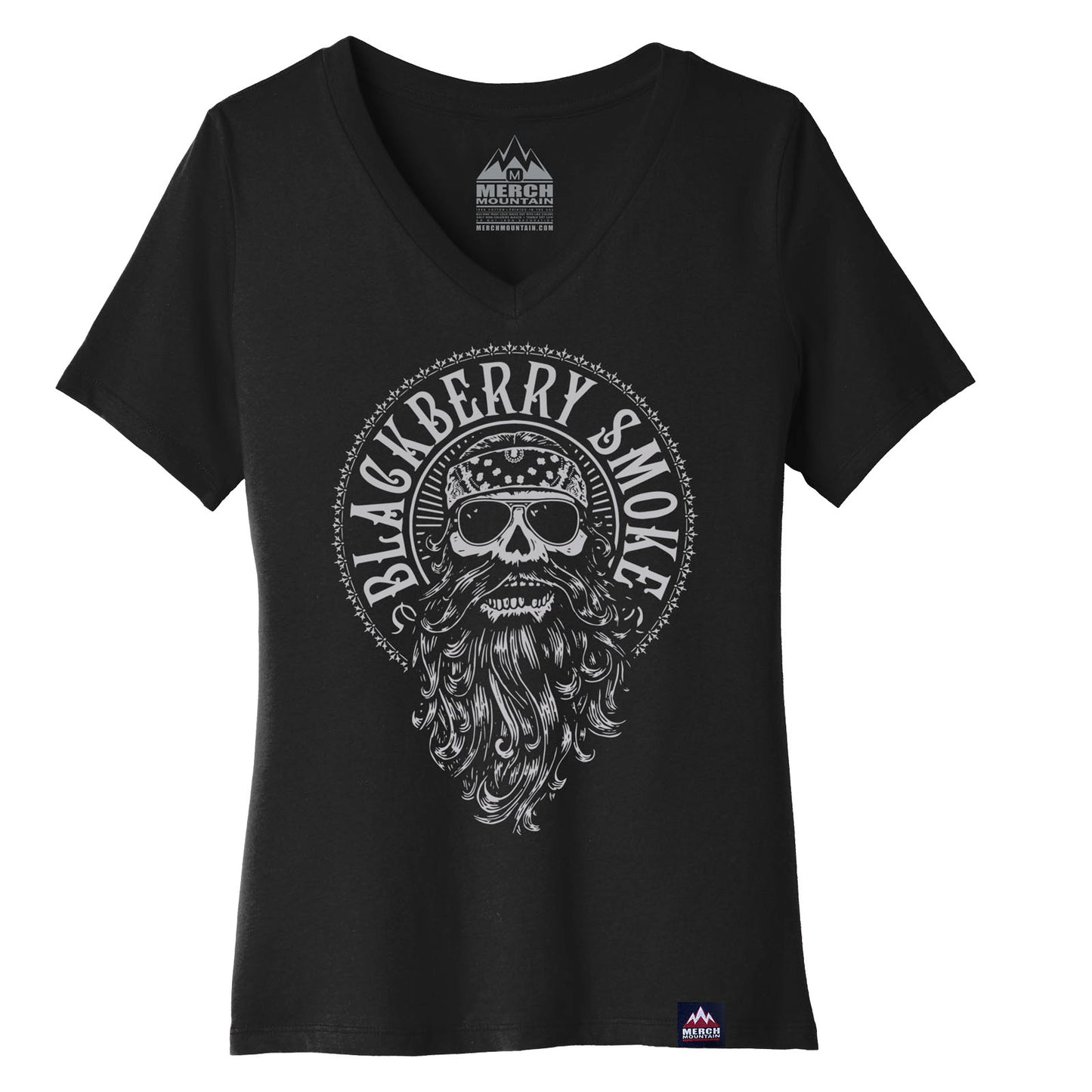 Ladies Silver Ink Beard V Neck Tee
