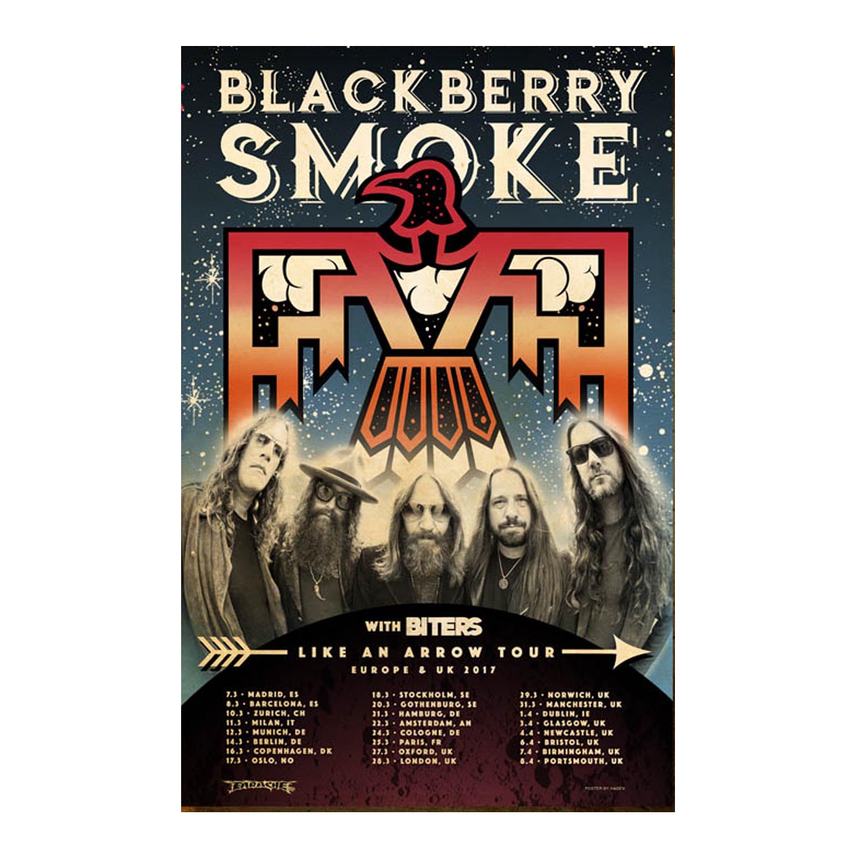 TOUR POSTER 2017 Like An Arrow Europe Leg - D20, D24