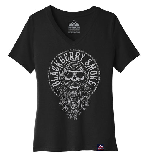 Ladies Silver Ink Beard V Neck Tee