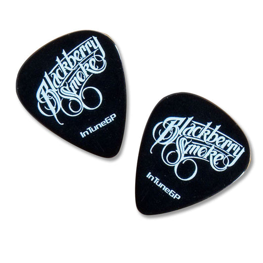 2 Black Script Guitar Picks