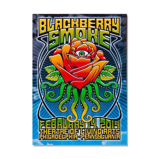 Philadelphia, PA. Feb 14 2014 TLA Rose and Octopus Silkscreened  Show Poster - TOP RACK RIGHT