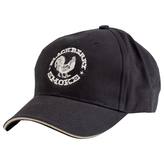 BLACK BALL HAT WITH SILVER EMBROIDERED ROOSTER
