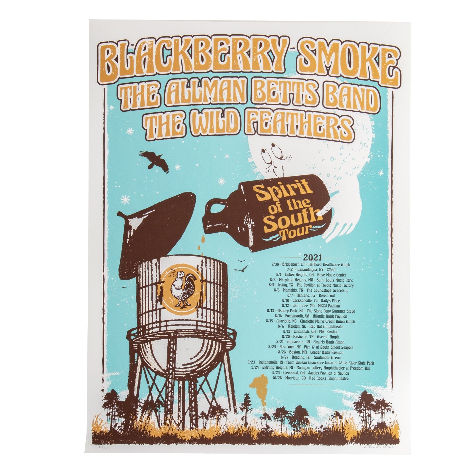 Spirit of The South 2021 Silk Screen Tour Poster - Wood Rack Right ...